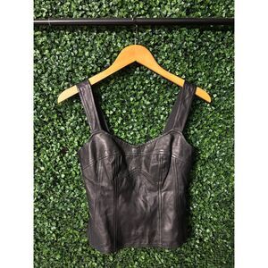 Nanette Lepore Leather Corset Bustier Size 2 Zip Up Back Tank Top